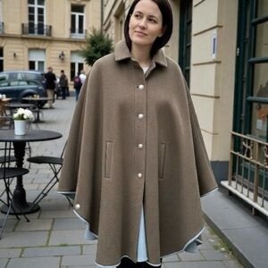 Habsburg Italian Boiled Wool Luxurious Cape Brown Women’s XL MSRP $1500